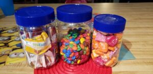 peanut butter jars used as storage